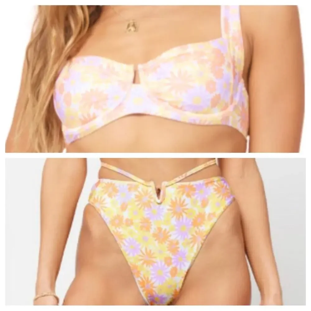 L*Space Bikini Swimsuit Camellia Top Joy Bottom Bitsy in Oopsie Daisy XL NWT